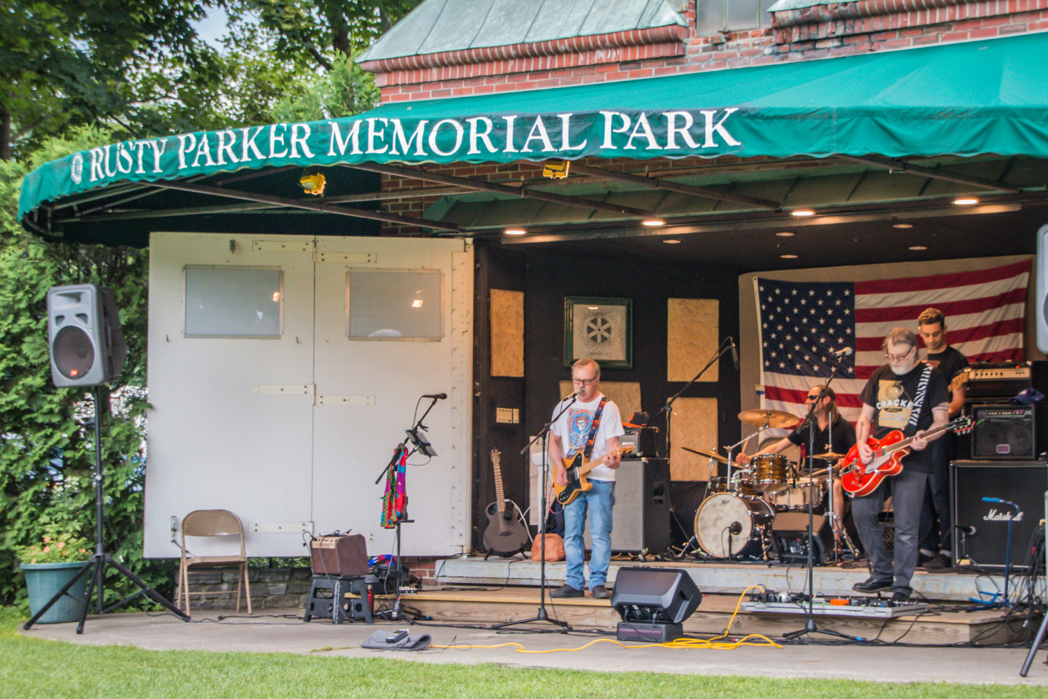 A band performing at a Concert in the Park