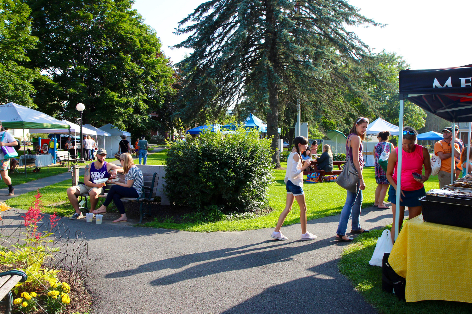 Shoppers at the Waterbury Farmers Market