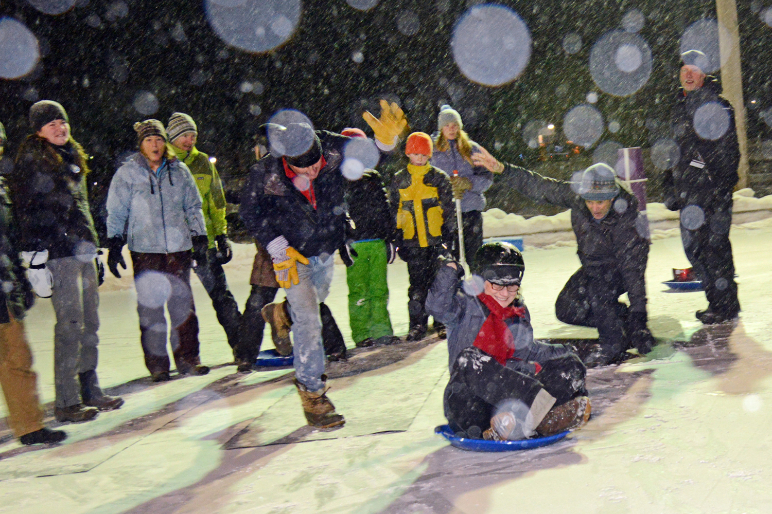 Human bowling during Waterbury Winterfest