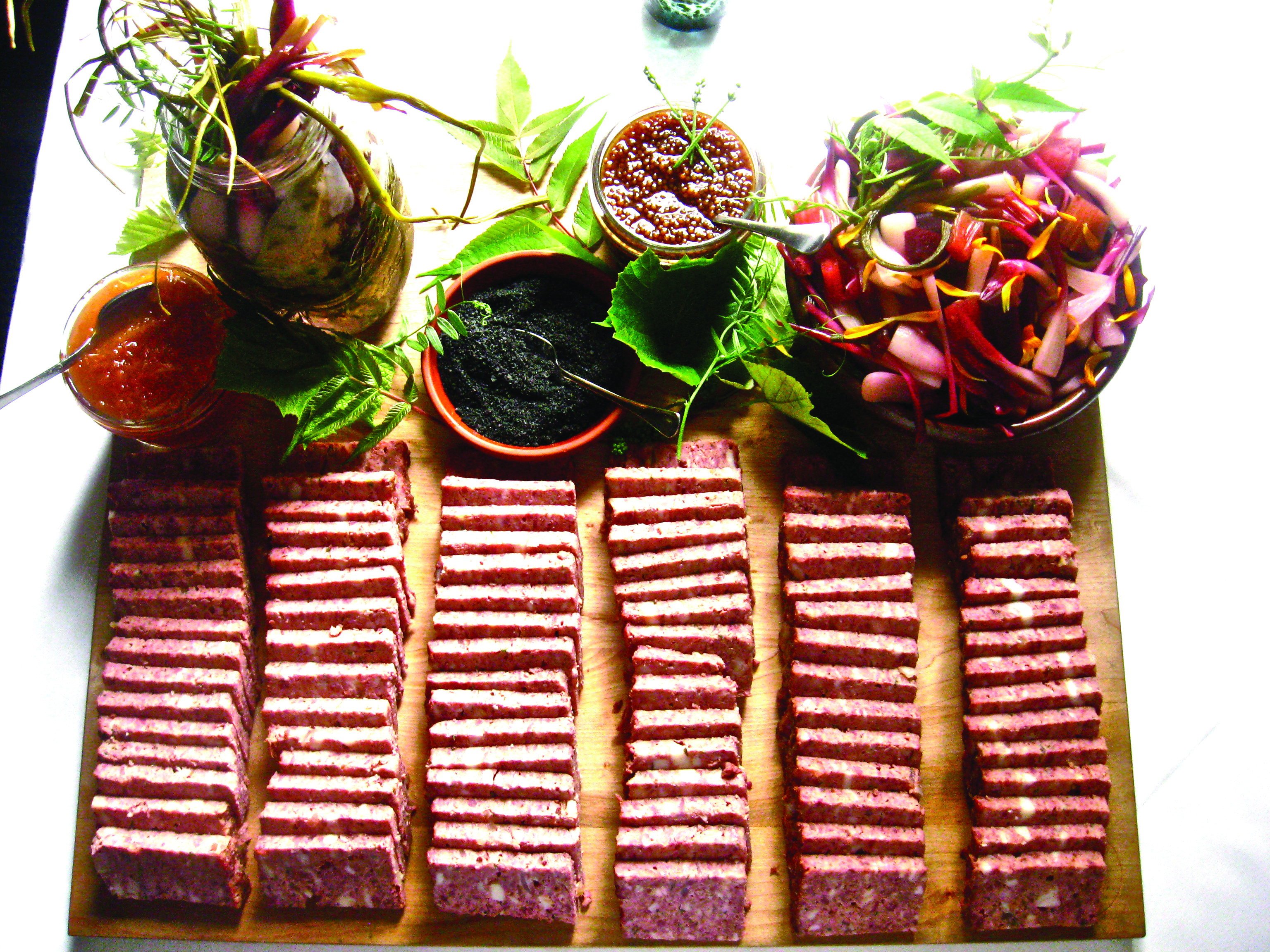 An arrangement of food