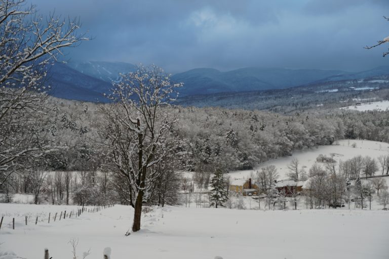 Scenic view of the Mad River Valley in winter