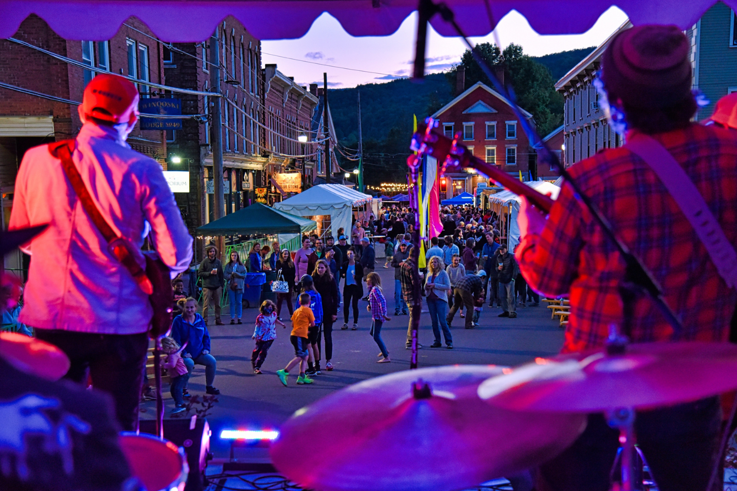 A band performing at the Waterbury Arts Fest Friday Night Block Party