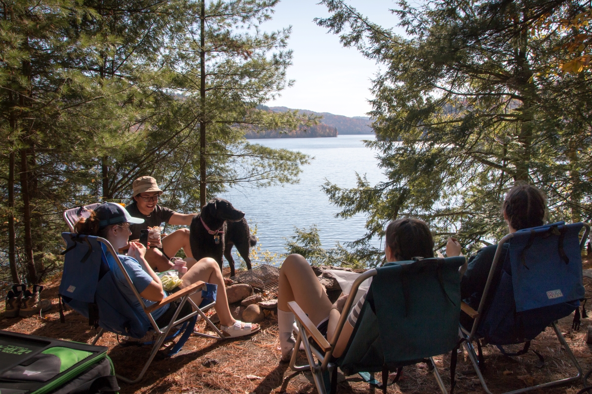 Individuals camping at the Waterbury Reservoir